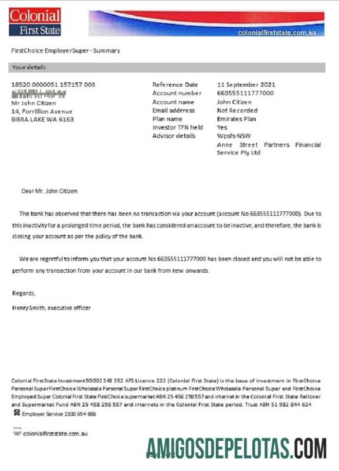 Referência de fechamento do primeiro estado colonial da Austrália exemplo real